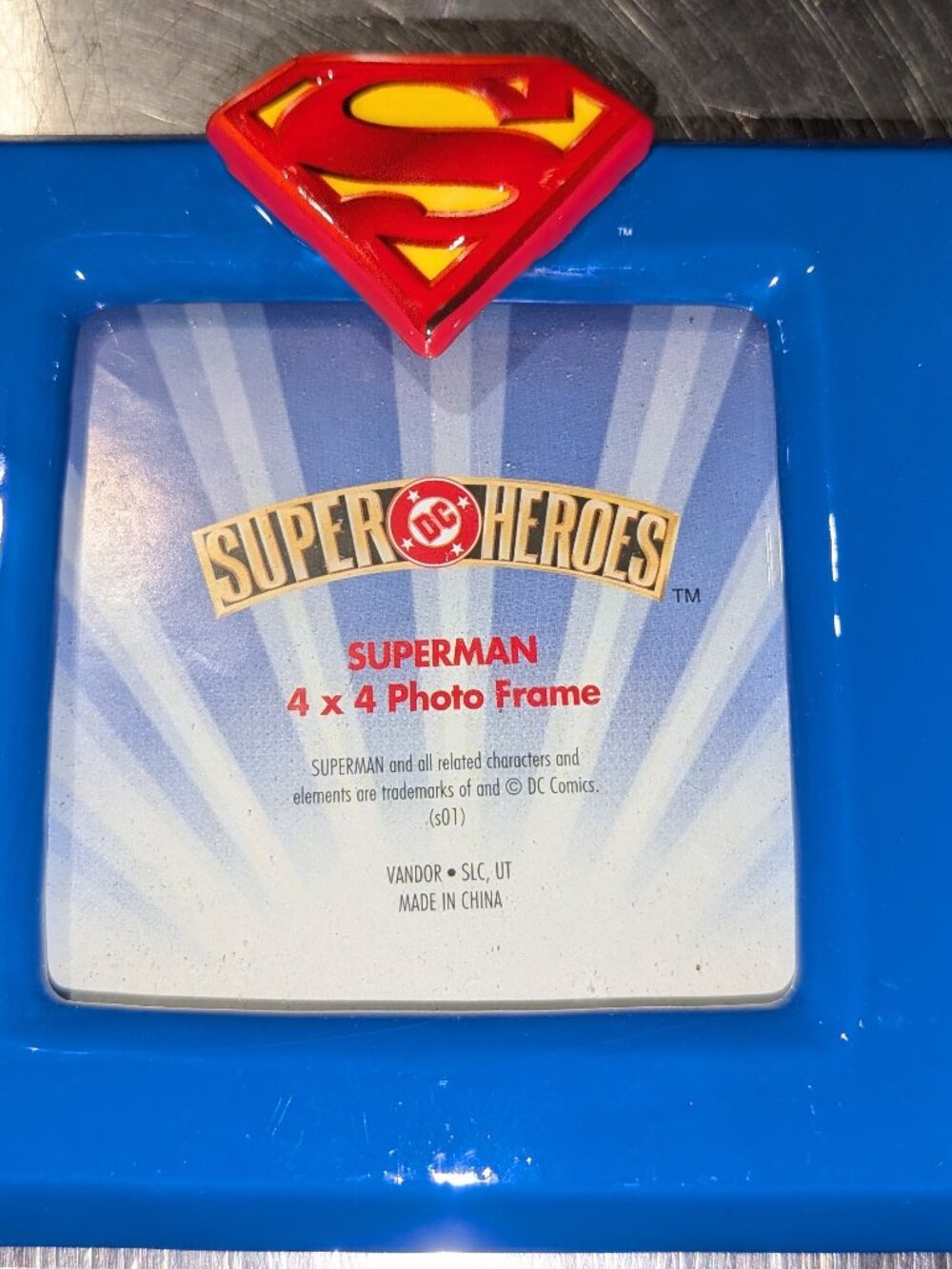 Super Heros - Super Man - Blue photo frame - 4x4 - NEW